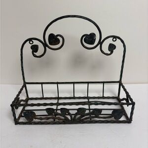 Gorgeous Vintage Wrought Iron Metal Wall Shelf with Heart Design